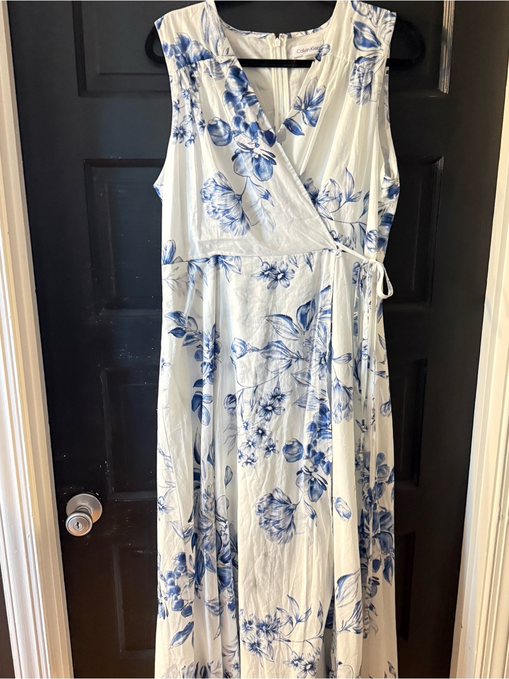 Calvin Klein Blue Floral faux Wrap Maxi Dress
